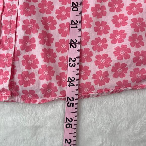 Vintage Mainstreet Blues Pink Floral Short Sleeve Button-Up Shirt 100% Cotton - Picture 6 of 6